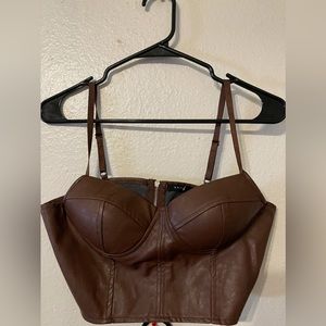 Brown 2 piece Leather inspired Outfit